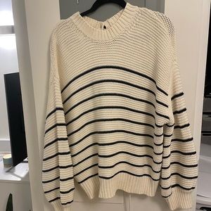Alex Mill XL Button Back Sweater Cream and Navy